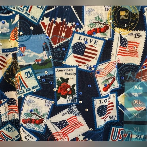 Gloria Vanderbilt Travel Stamps Americana Tee - NWT - Picture 3 of 7